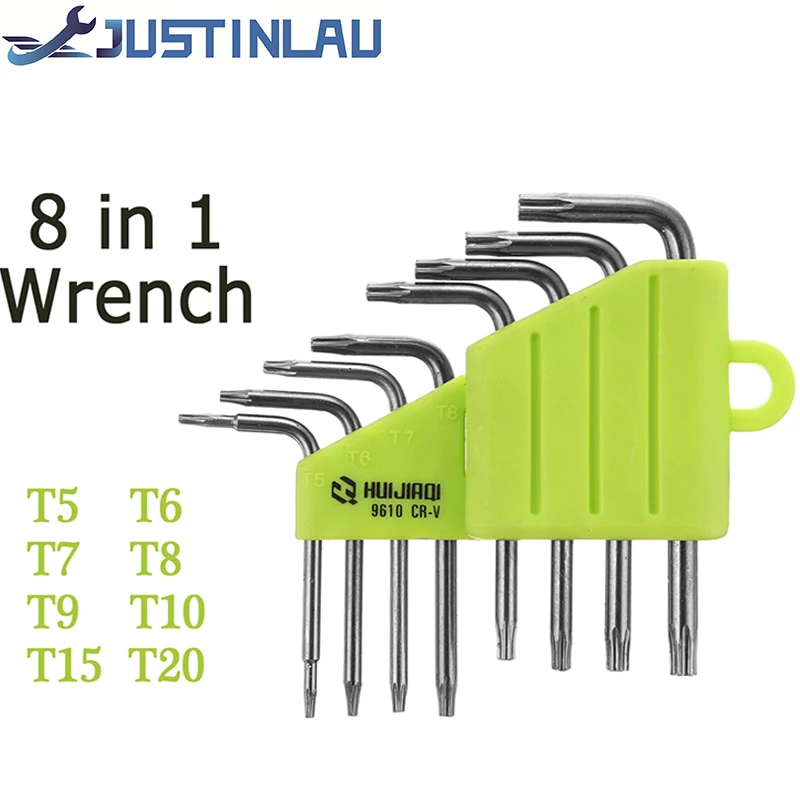 

Mini 8-in-1 Torx Wrench 8-piece Set of Chrome Vanadium Steel Screwdriver T5 T6 T7 T8 T9 T10 T15 T20 Hand Tool