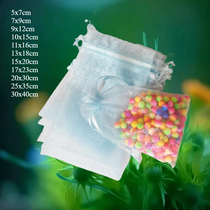 

500pcs Wholesale Sky Blue Organza Drawstring Pouch Jewelry Gift Bag Packaging Wedding Party Favors Goodie Storage Display Stands