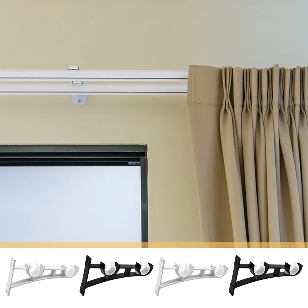 2 حزمة قضيب الستارة السنانير سبائك الألومنيوم قضيب دعم شماعات قضيب الستارة أجهزة معلقة لقضيب الستائر لدعم شماعات الحائط #4