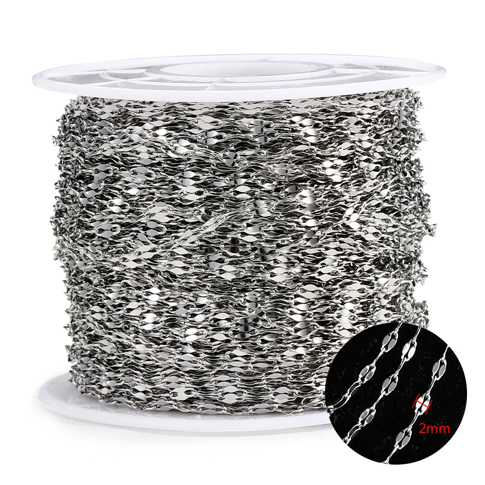 2 Meter Edelstahl-Verbindungskabel, goldene Ketten für DIY-Schmuckherstellung, Rolo-Kette, Perlen, Kette, Halskette, Armband, Fußkettchen-Komponenten – Detail 15