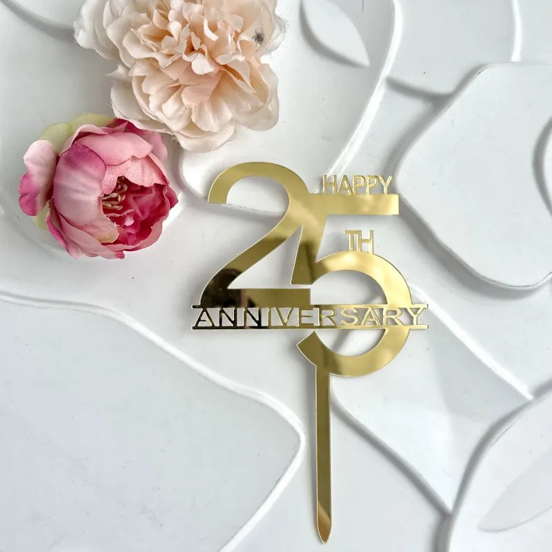 INS Acrylic Cake Plugin 25 Happy Birthday Party Cake Toppers 50th Anniversary Party Cake Toppers for Party Cake Card Insertion - Image 3