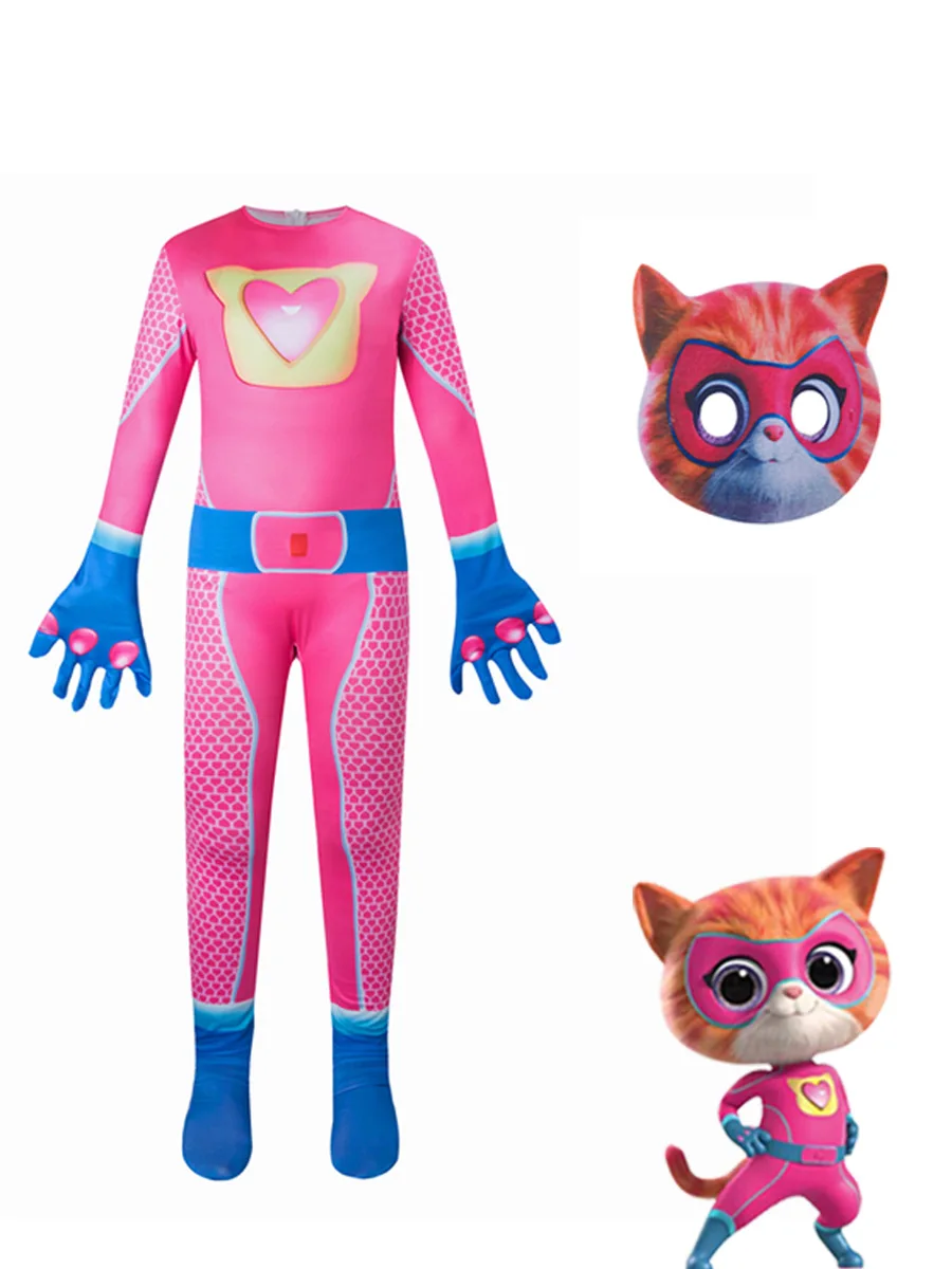 Game Anime Super Kitties Jumpsuit Role-playing Tight Fit Clothing Boy Girl Stage Performance Costumes Clothes Super Cat Bodysuit image 4