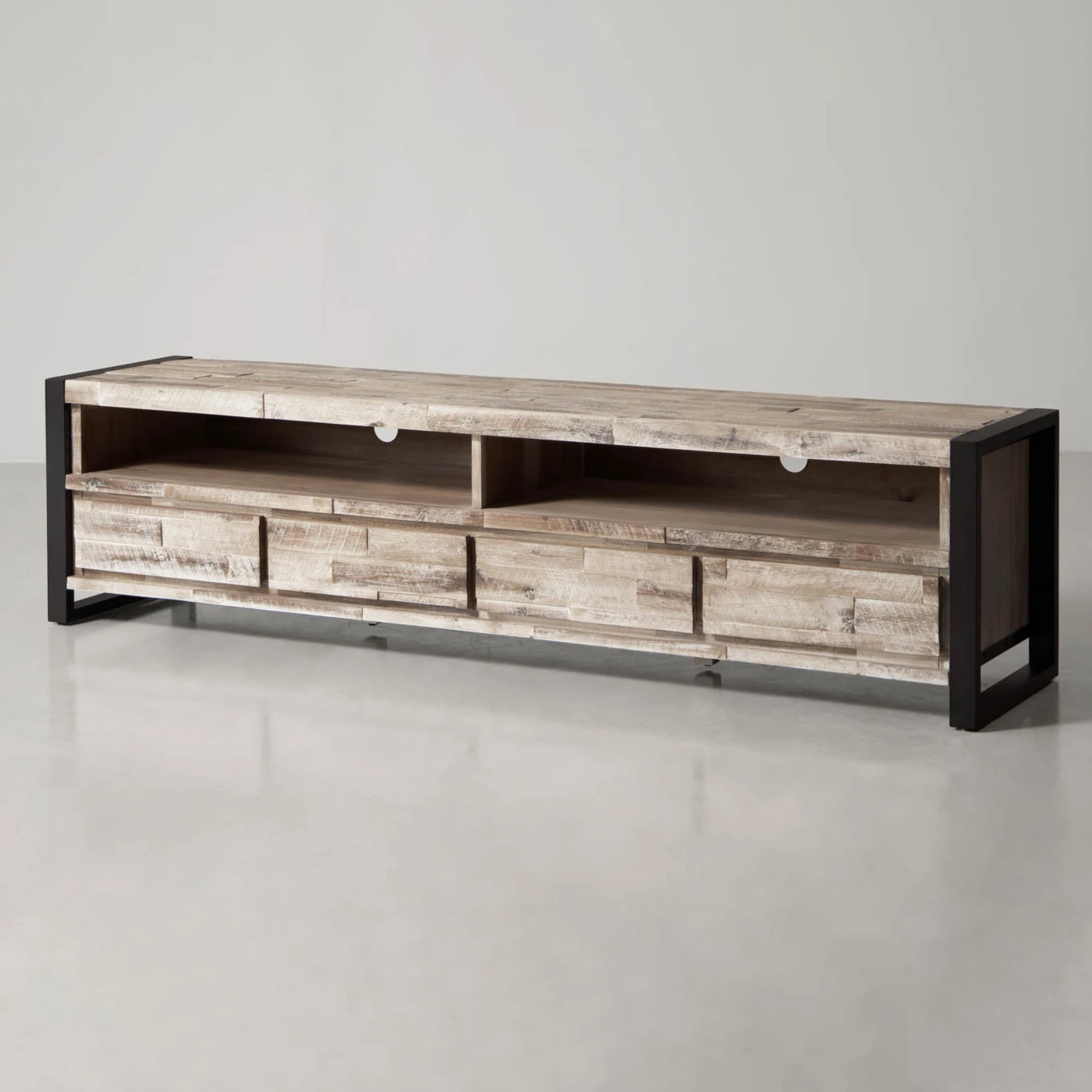 ！@Modern Solid Wood Living Room TV Stand Heavy Duty Long Buffet Cabinet with Adjustable Shelves Fits 65