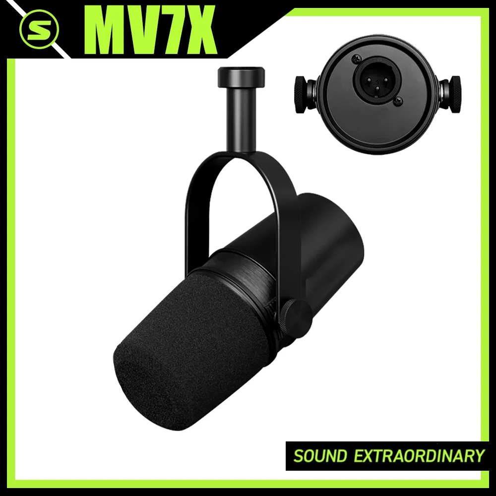 TAVOSOP Microphone dynamique filaire XLR professionnel MV7X en métal pour studio d'enregistrement, streaming, voix off et diffusion en direct