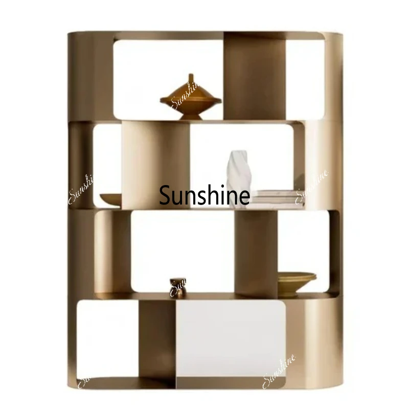 

Stainless Steel Bookcase Minimalist Shelf High-End Office Display Shelf Cabinet Complete Set