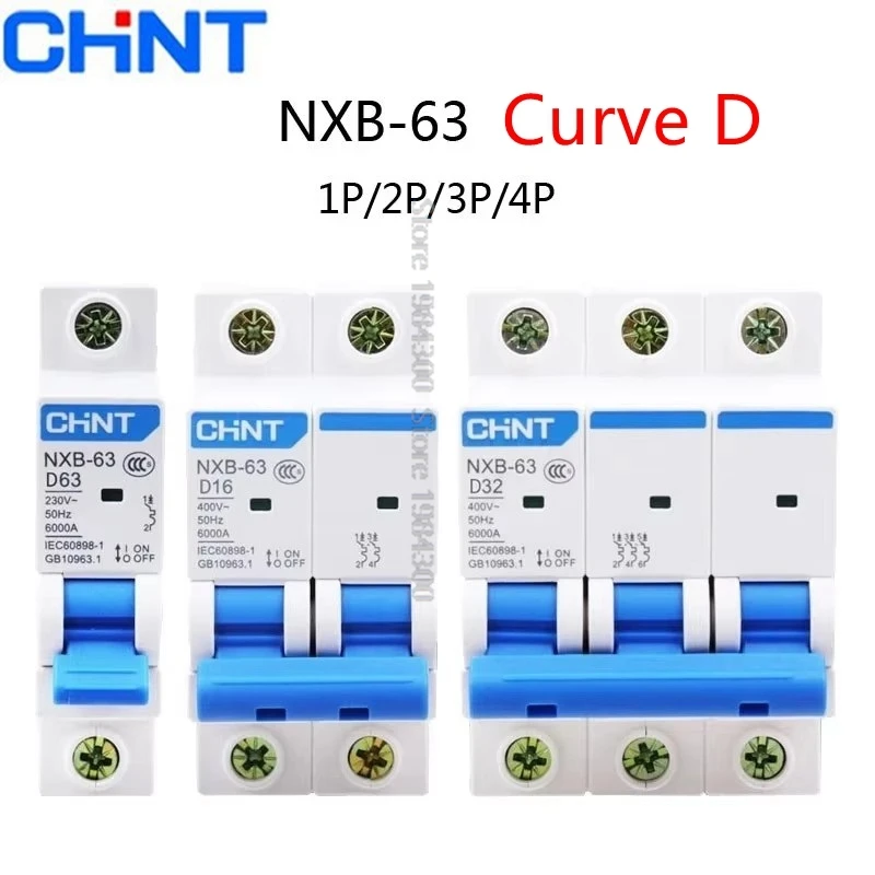 CHNT CHINT NXB-63 Curve D 1P 2P 3P 4P Mini Circuit Breaker MCB Domestic Air Switch DZ47 Upgrade Domestic