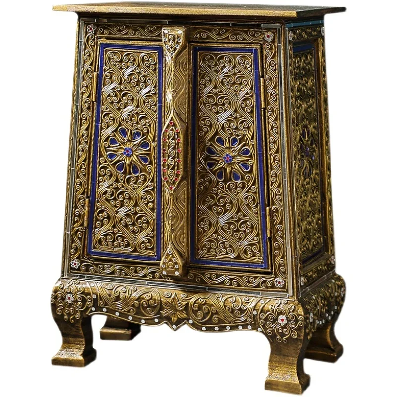 Southeast Asian style solid wood bedside table Thai vintage bedroom bedside table small furniture storage small cabinet