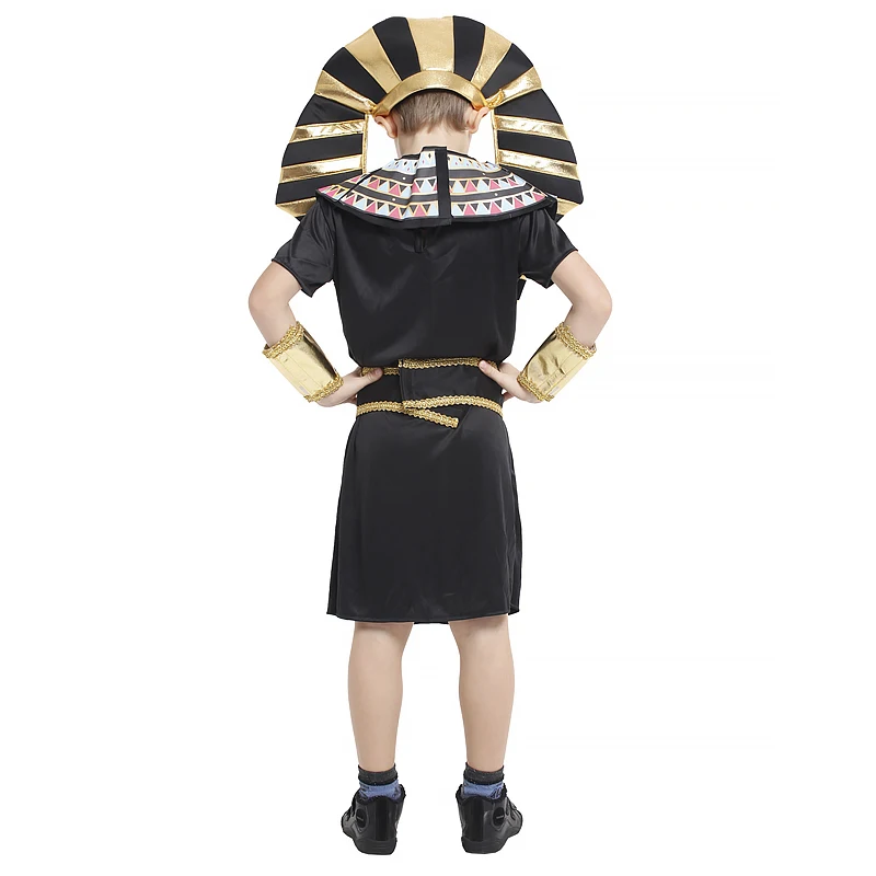 Halloween Kids Pharaoh Costume Robe Ancient Egyptian Outfit Child King of Egypt Pharaoh Cosplay Purim Fancy Dress