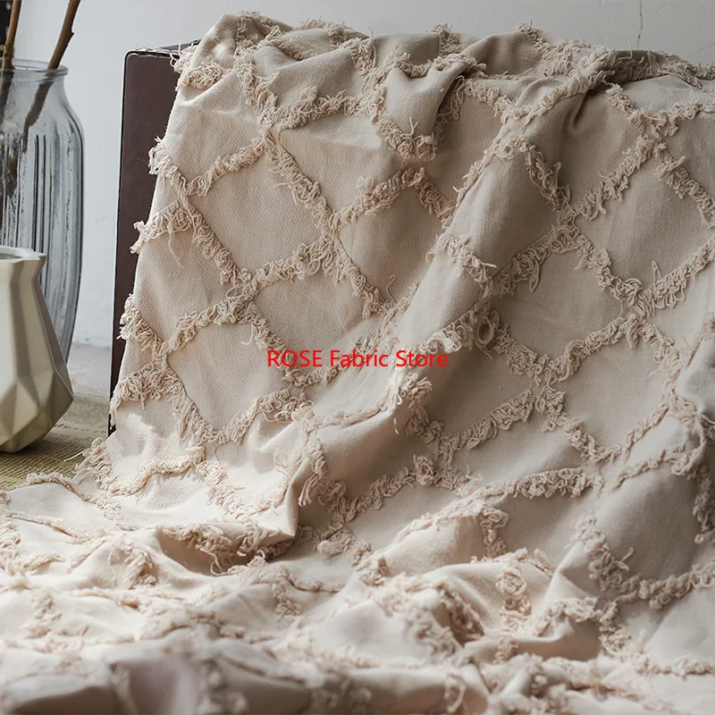 Kwiatowy frędzel Kwiatowa bawełniana tkanina lniana na poduszkę do dekoracji domu, spódnica, sukienka ślubna, letnia sukienka, zasłony