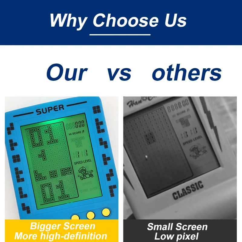 Creative Block Brick Console Game Brick Games Tank Battle Racing Puzzle Retro Handheld Portable Game Toys Children Festival Gift