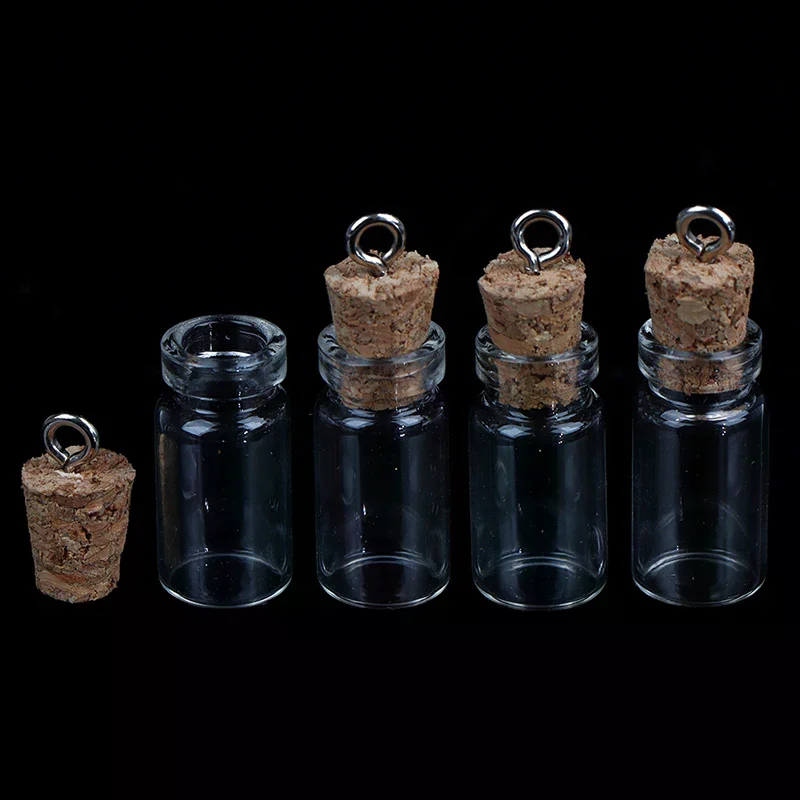 10Pcs Mini Glass Bottles Small Vials Cork Glass Jars Multi Usage Cork Wish Glass New