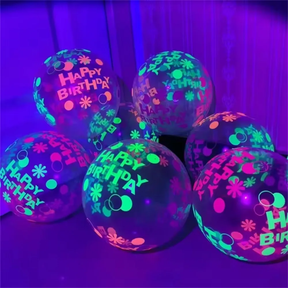 

10Pcs Neon Happy Birthday Balloons 12inch UV Glow Balloons Blacklight Latex Globos Kids Baby Shower Birthday Party Decor