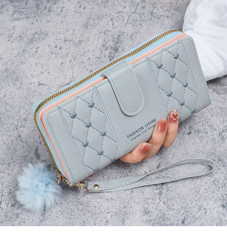 Long PU Leather Wallet for Women Card Holder Large Capacity Hasp Zipper Coin Purse Multi Card Organizer Cell Phone Wristlet