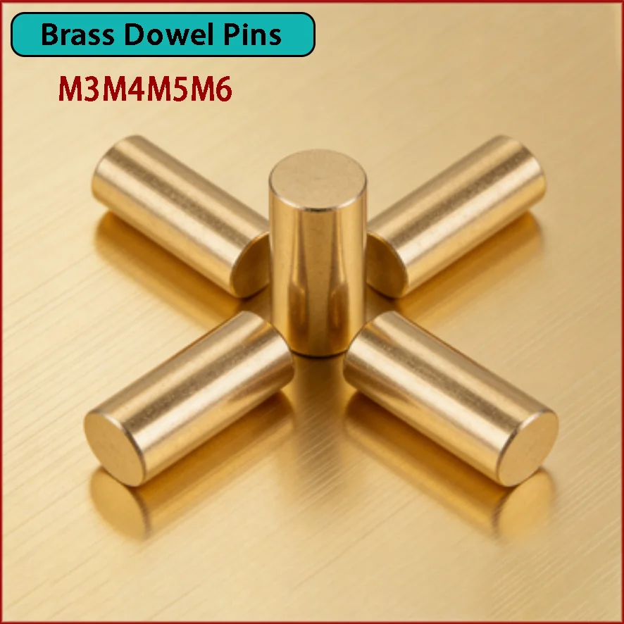 Brass Dowel Pins 3/4/5mm Diameter - Flat Head Solid Brass Locating Dowels Custom Non-Standard Machining Available