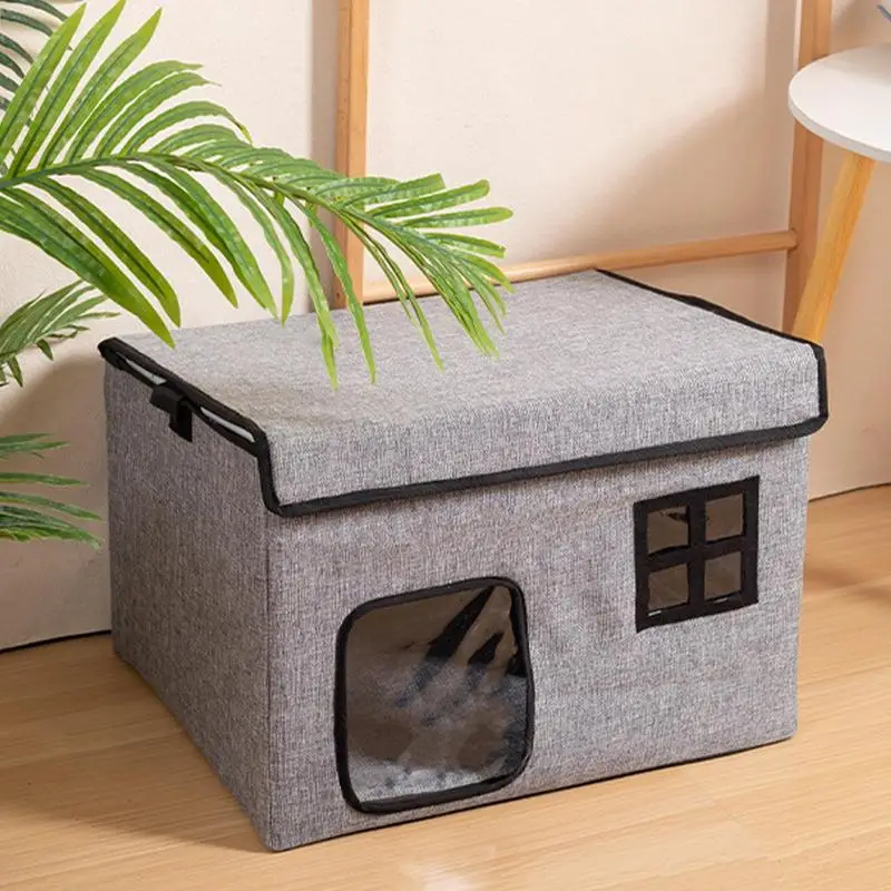 

Pet Cooling House Pet Kennels Large Winter Warm Imitation Linen Cat Safe Shelter For Cats Dogs Pets Kitten Doggy