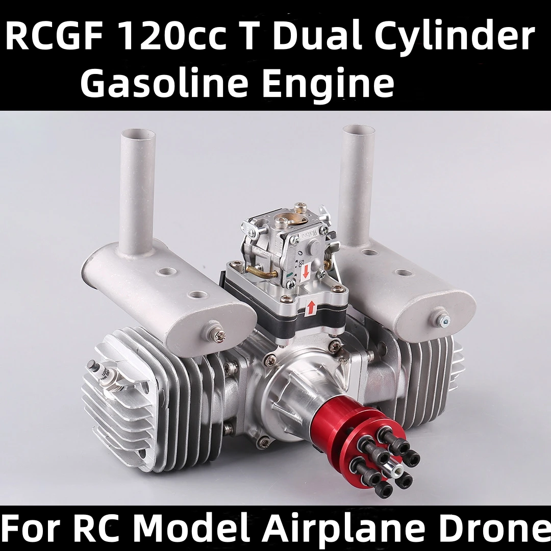 RCGF 120cc T Dual Cylinder Gasoline Engine For Oil Powered Unmanned RC Plane Drone Light Wood Fixed wing Aircraft