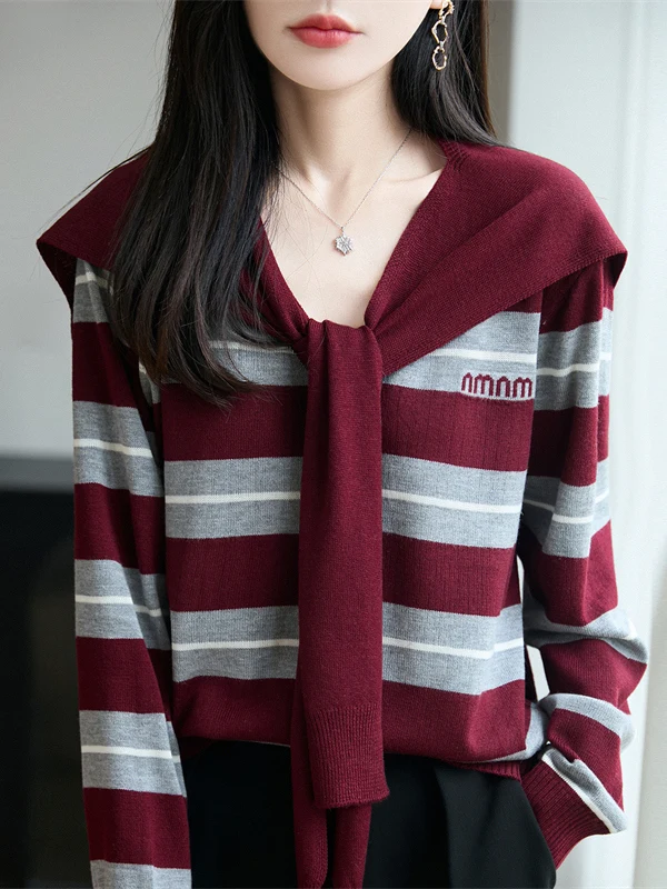 Outlet Sle Color Blo rayas de punto oulder Wrap Cardigan suéter de mujer Jaet Casual suelto ajuste suave V-Ne Long Sve