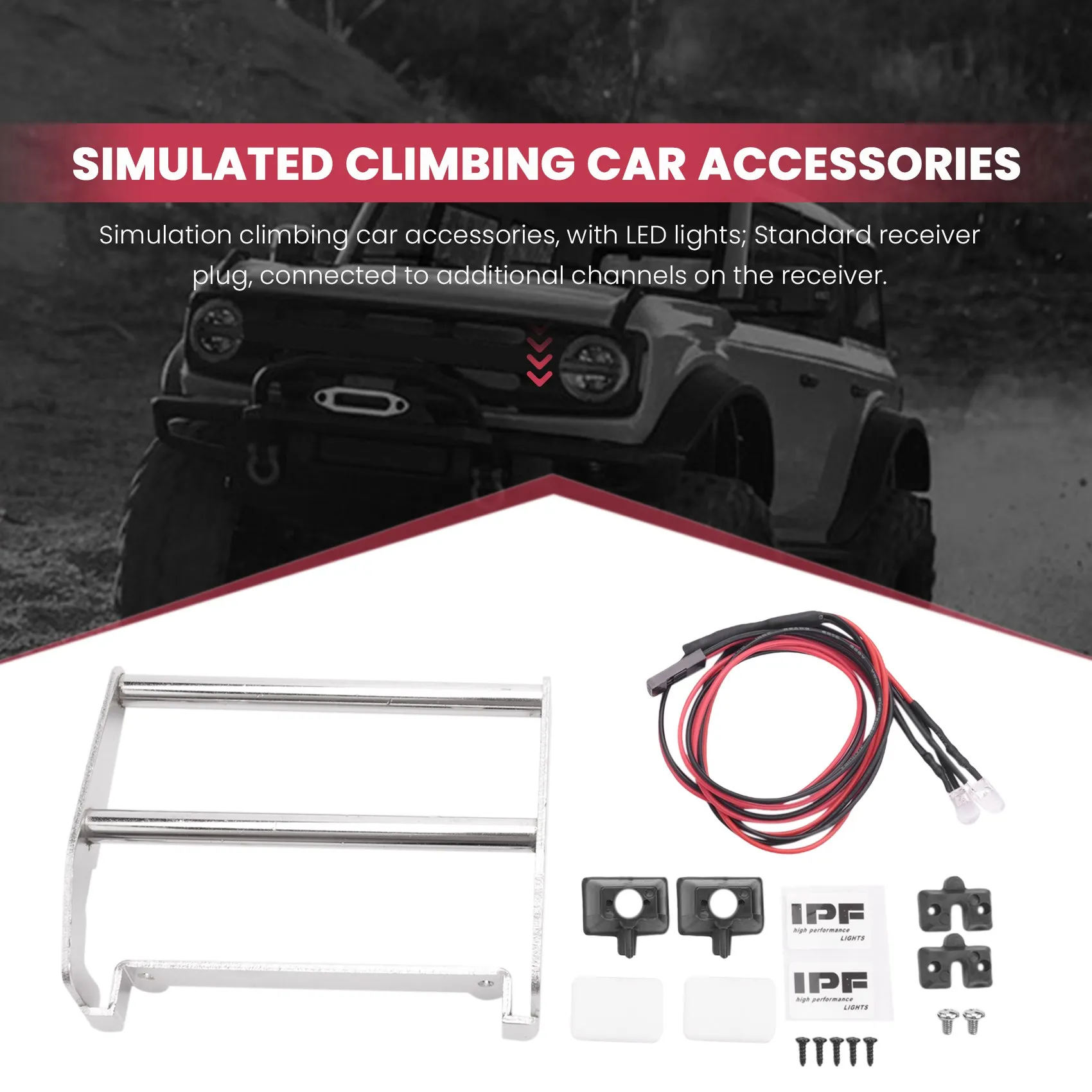 WOWFU-metalen voorbumper met led-licht voor 1/10 RC Crawler Traxxas TRX4