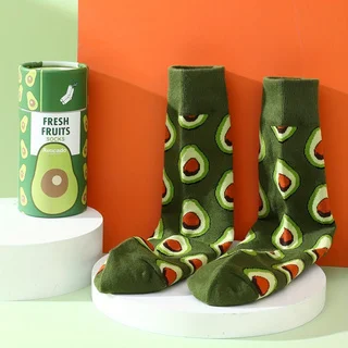 1 pair of fashionable, unique, and fun avocado patterned men\'s and women\'s gift socks, suitable for all seasons