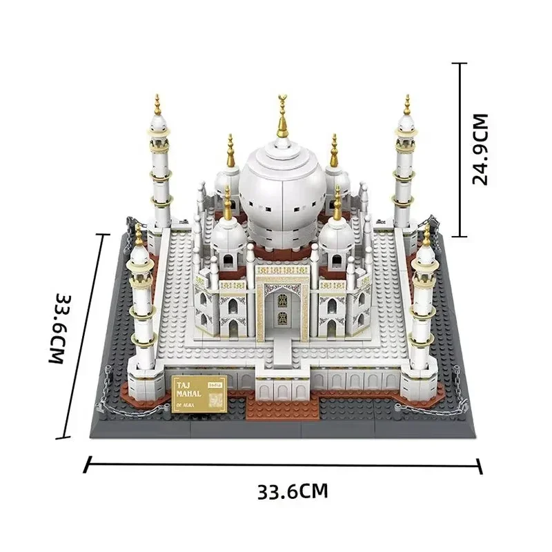 Grand ensemble de blocs de construction architecturaux Taj Mahal, modèle de palais de renommée mondiale créative, assemblage de briques bricolage, jouet pour enfants, cadeau pour garçon