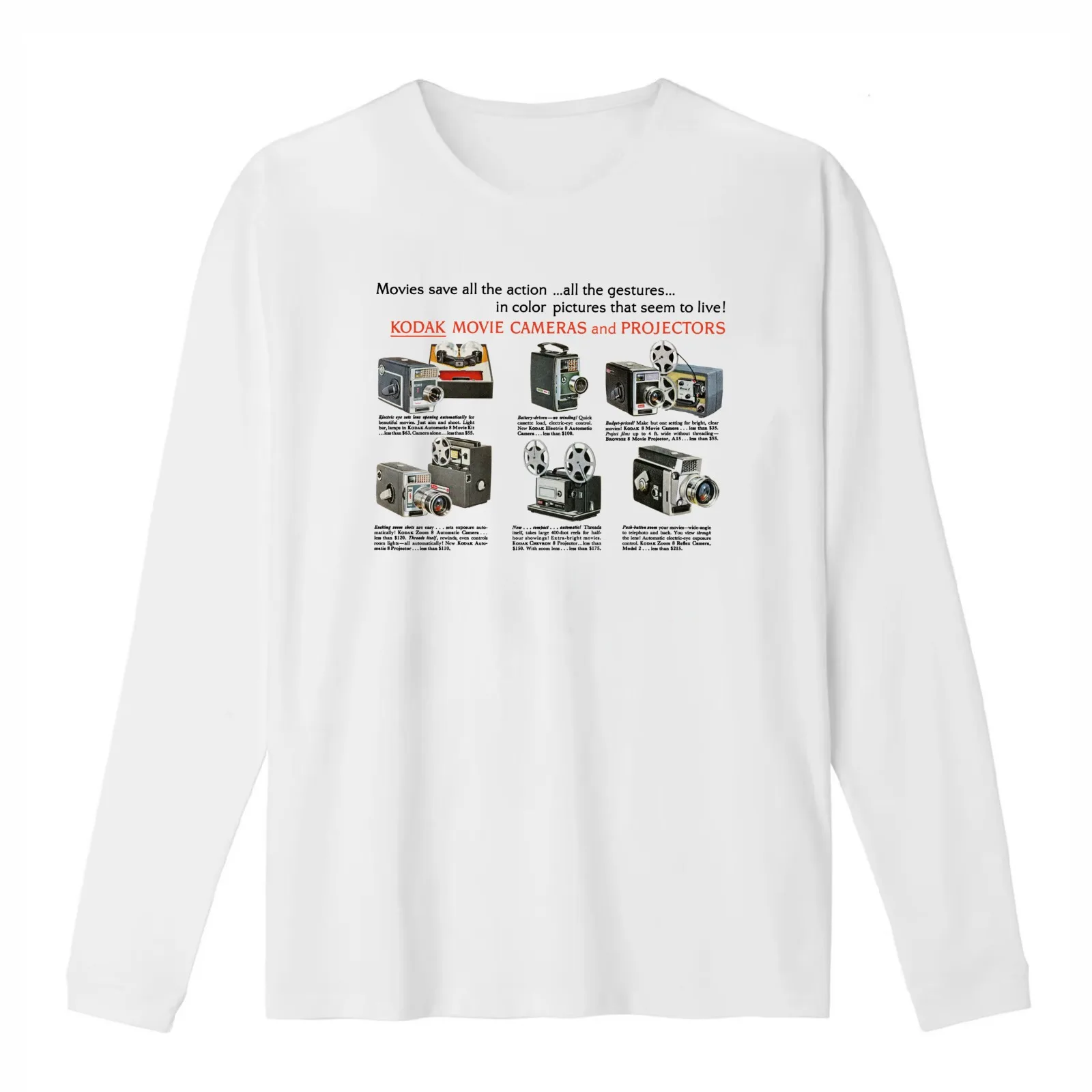 MOVIE CAMERA - 1950s ADVERT T-Shirt Summer Casual Cotton Tee Oversized Streetwear Tops Vintage Graphic Print 100% Cotton