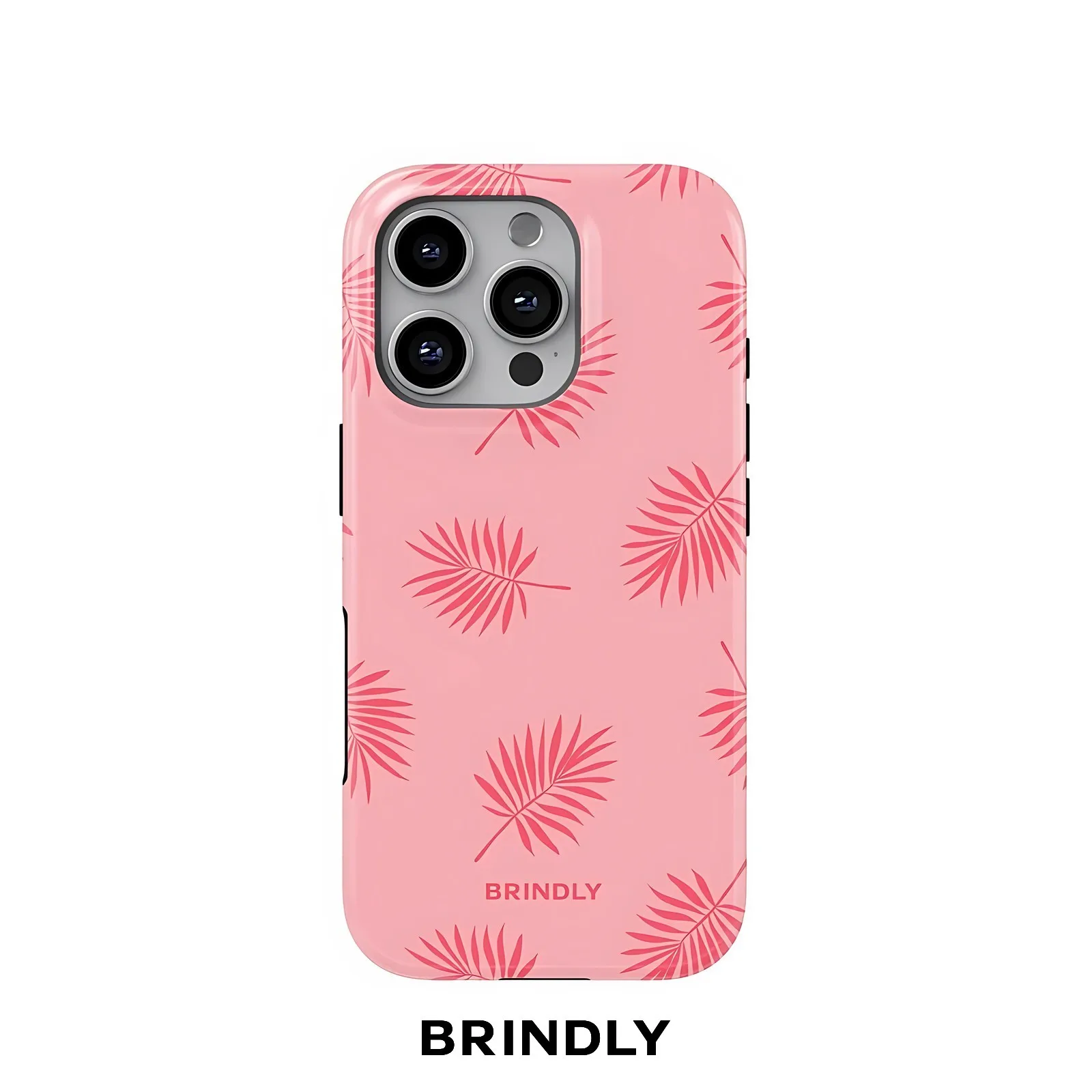 Palm Leaf Print BRINDLY Phone Case for Samsung Galaxy S23 S24 S25 S26 FE Plus Ultra Edge 5G Luxury Double-layer Back Cover
