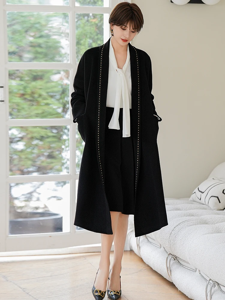 

Bla Double-Faced Woolen Coat Women's Mid-Length Hepburn Sle Korean Version Jaet Commute OL Sle Woolen Outerwear