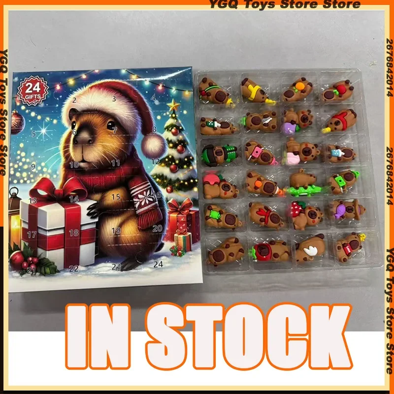 متوفر 24 قطعة كابيبارا عيد الميلاد تقويم القدوم العد التنازلي التقويم لطيف الديكور لعبة طفل هالوين هدية الكريسماس #1