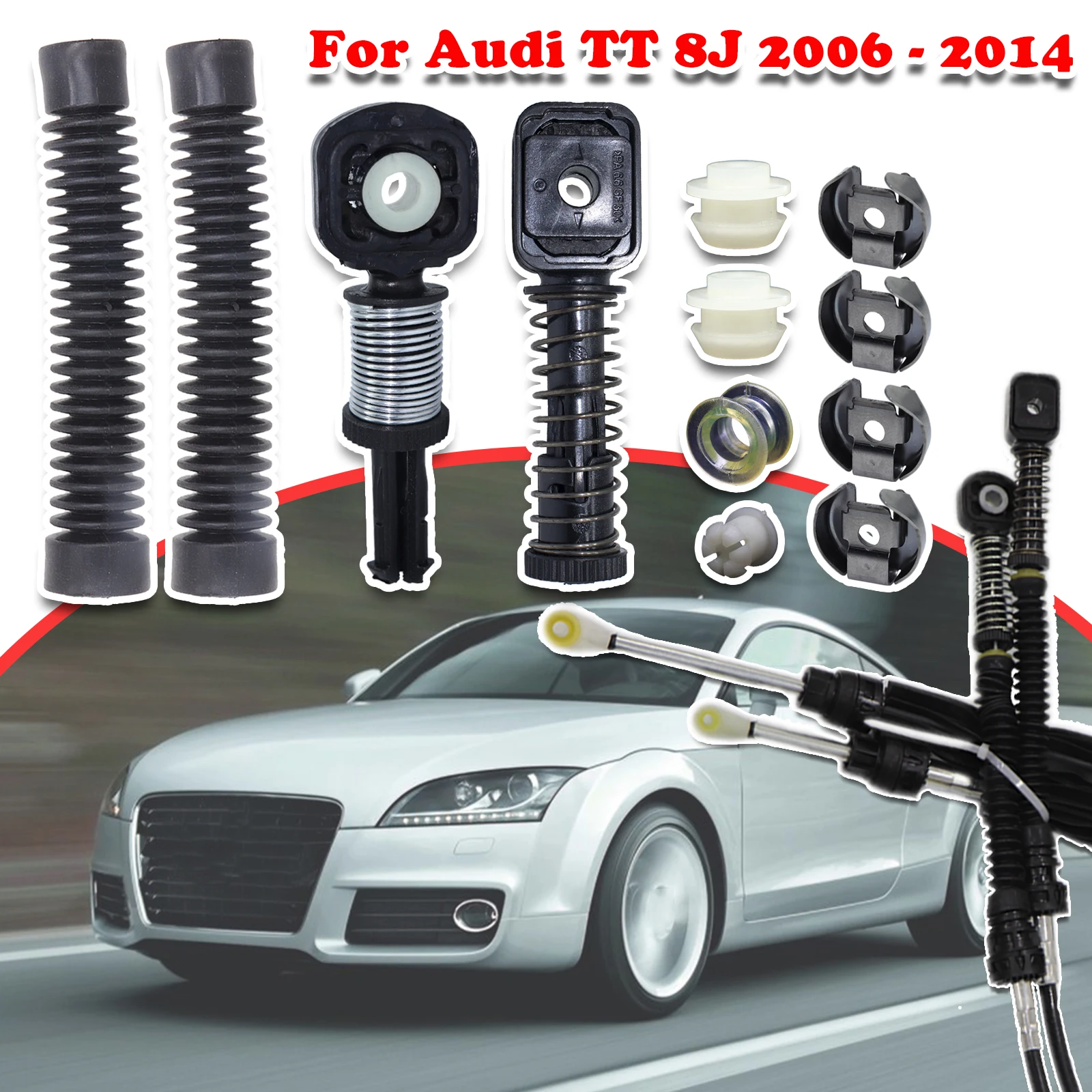 For Audi TT 8J Manual Gear Shift Selector Lever Linkage Cable Bowden Bushing Sleeve Gaiter Repair Kit 2006 2007 2008 2009 - 2014