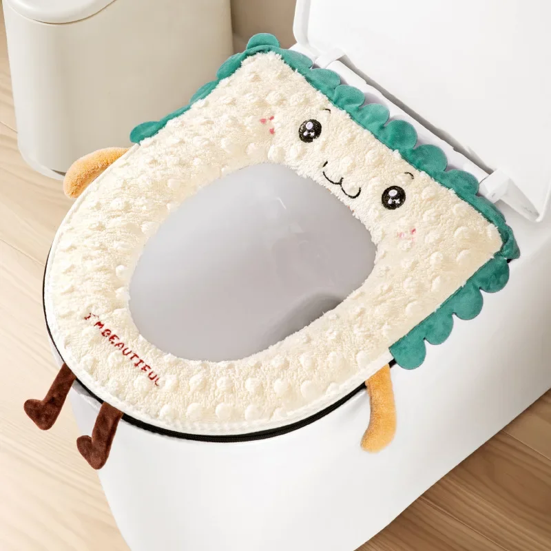 

Toilet Seat Cushion Thickening Household Zipper Model Dirty Resistant Winter 3A Antibacterial Toilet Pad Cute Toilet Cover New