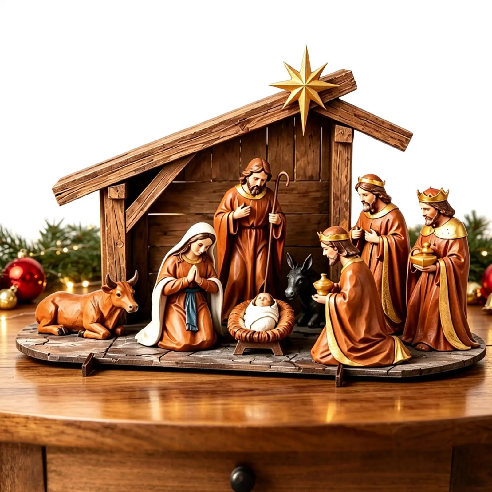 Christmas Nativity Scene Decoration Resin Holiday Table Display Centerpiece Jesus Birth Nativity Scene Ornament For Home