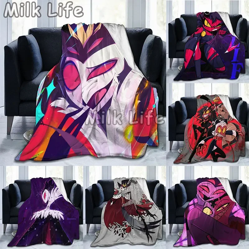 Cartoon Helluva Boss Stolas Blanket Flannel Anime Breathable Super Warm Throw Blankets for Bedding Travel Bedding Throws