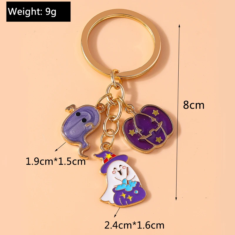 Niedliche Emaille Halloween Schlüssel bund Kürbis Geist Schlüssel ring Anhänger für Schlüssel halter Frauen Mädchen Handtasche Zubehör DIY Schmuck Geschenke – Detail 7