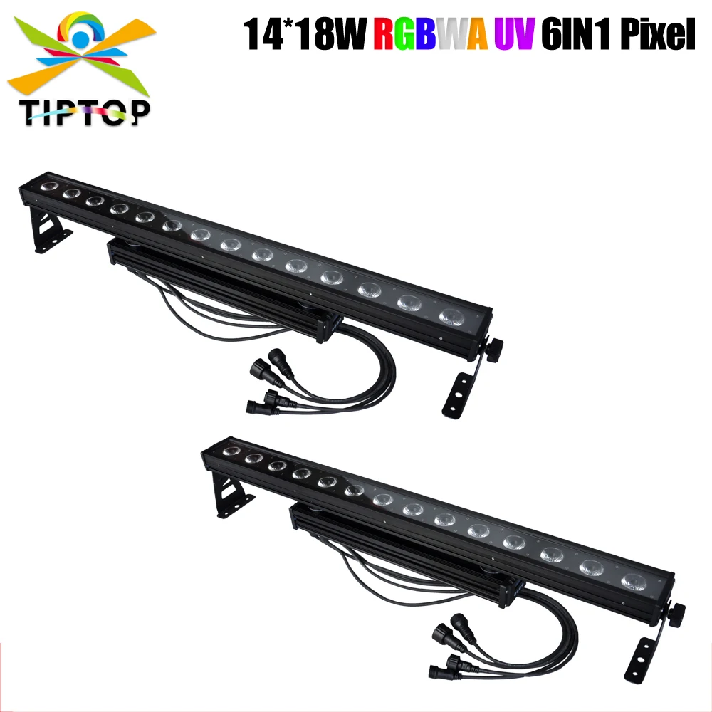 

Factory Direct Sales 2PCS 14X18W Linear Stage Building Led Bar Light RGBWA Purple Chasing Running Effect Pixel DMX Washer Light