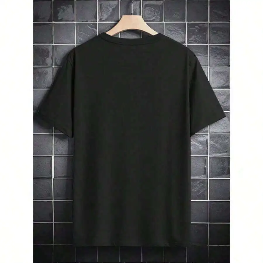 

Oversized Black Cotton Short Sleeve T-Shirt For Women Spring Casual Crew Neck Tee