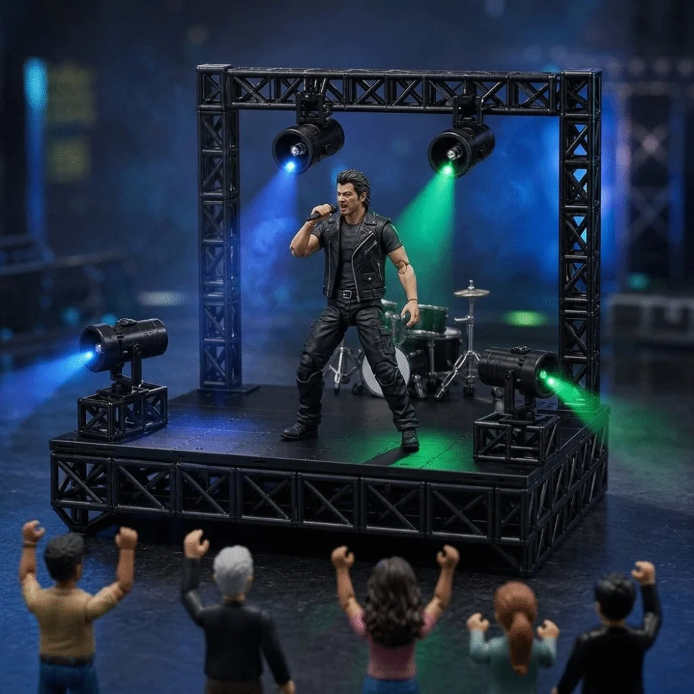 Colorful Spotlight Model Figurine Display Assembly Kit Black Framework Display Base Accessory Building Block Stage