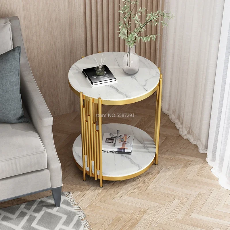 Light Luxury Round Sofa Side Table Net Red Seating Corner Table Simple Modern Small Apartment Balcony Nordic Tea Side Tables