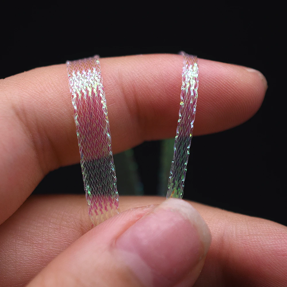 2M Ice Pearl Braidback 3/5mm Flat Diamond Braid Lace Sparkle Shrimp Backs Pearlescent Braided Fly Tying Material