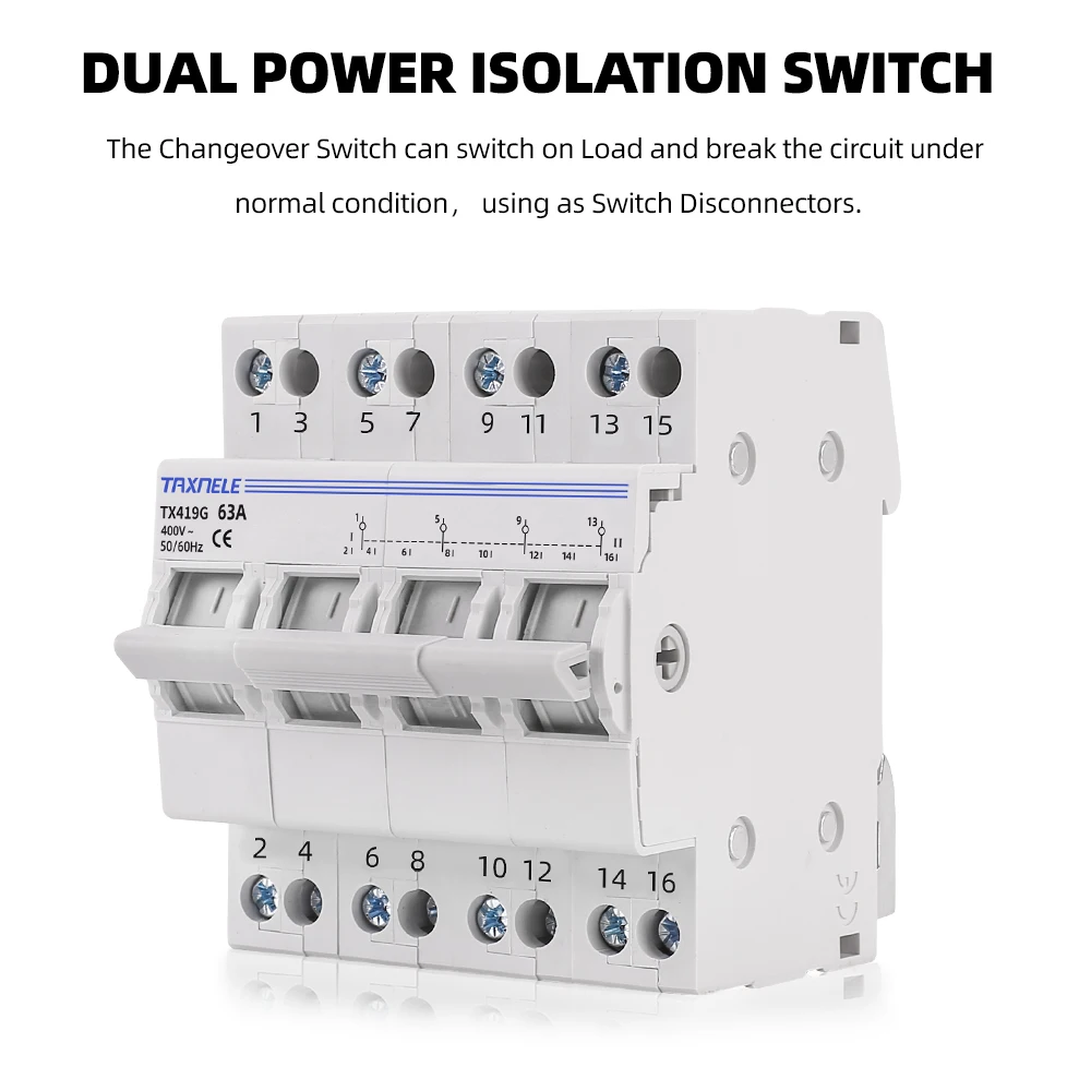 40A 63A MTS Dual Power Manual Transfer Isolating Switch Interlock Circuit   Breaker 1P 2P 3P 4P 230V 400V Changeover Switch