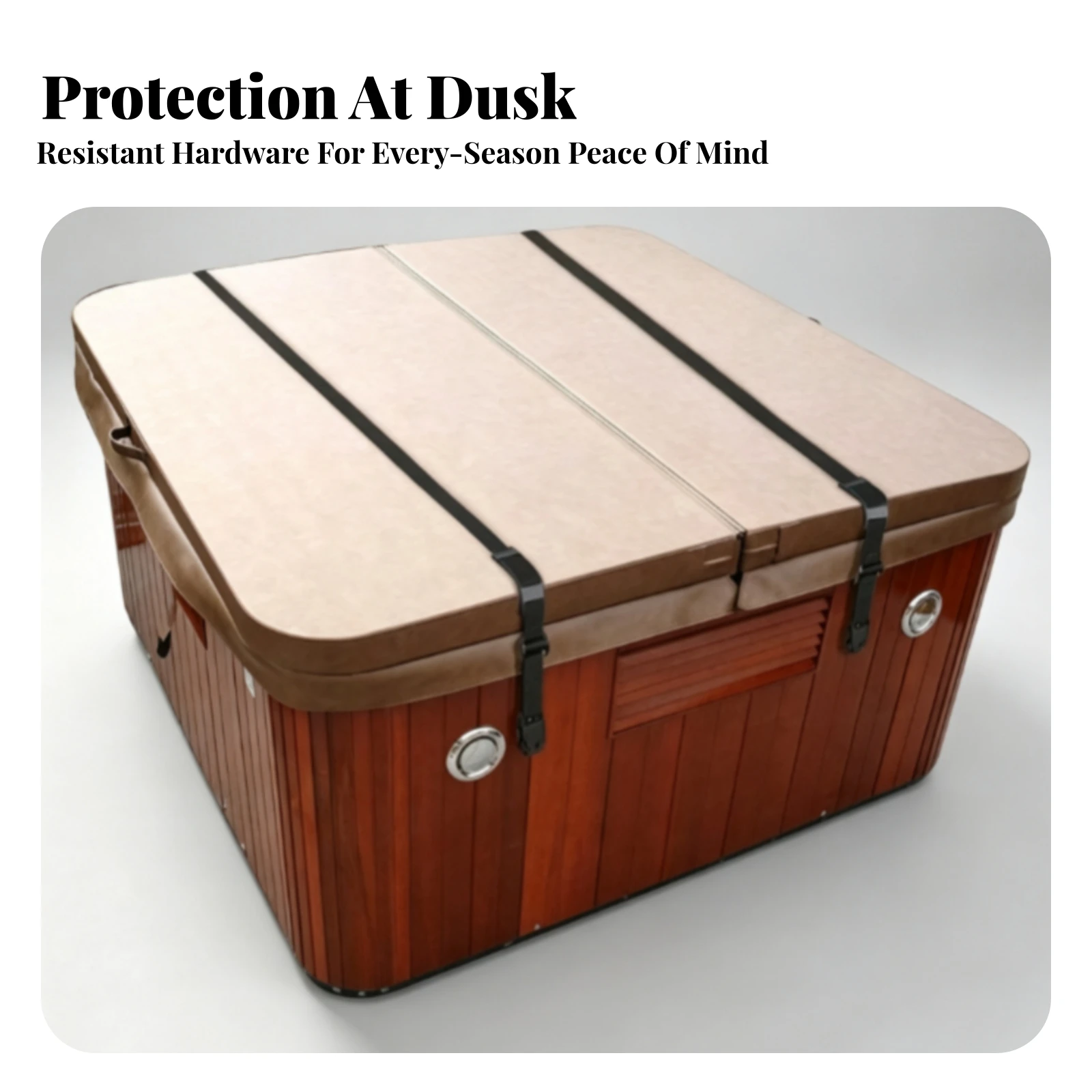 2 Pieces Hot Tub Cover Strap with Mounting Hardware 1 Inch Wide Hot Tub Cover Strap with Locking Latches Wind-Resistant