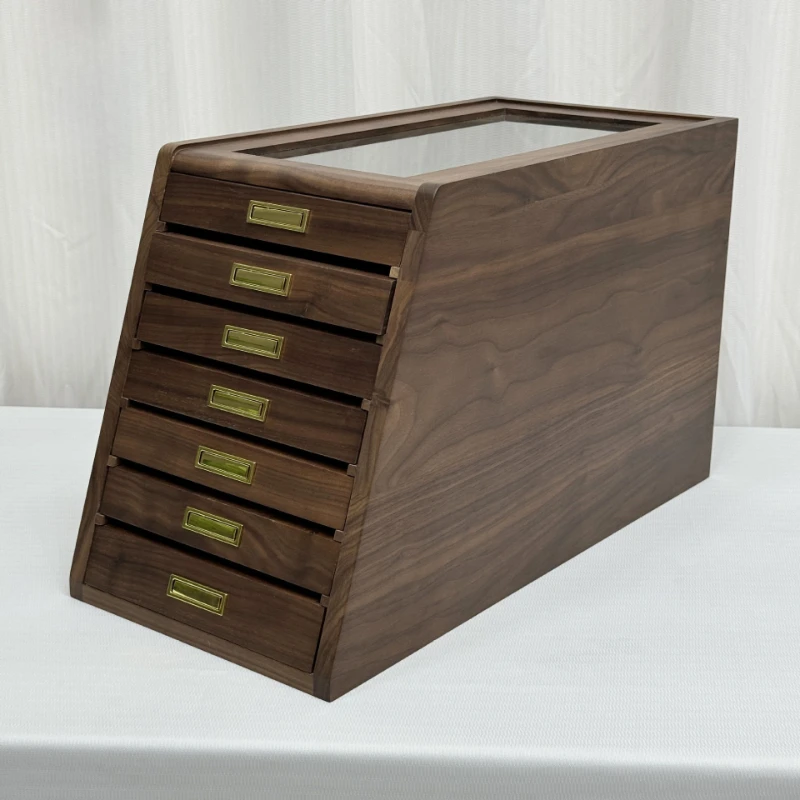 

North American black walnut solid wood large capacity seven-layer drawer dust-proof Wenwan jewelry home