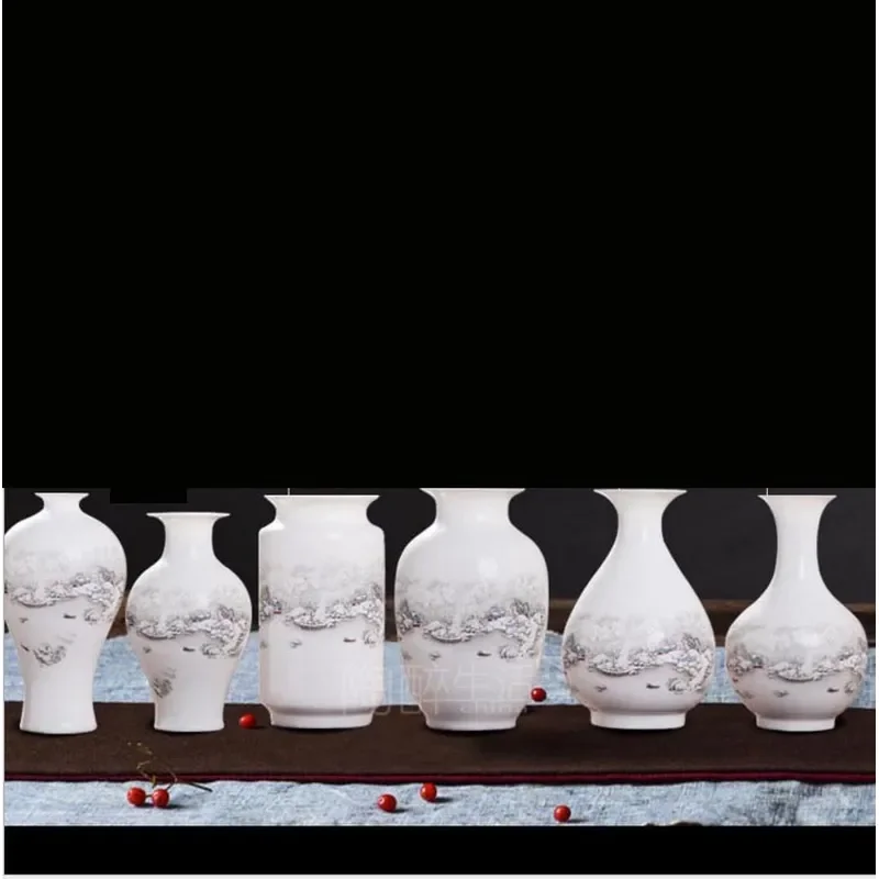 for Jingdezhen Handmade Ceramic Vase Water Cultivator Snow View Flower Insert Home Decoration Chinese Ornament Wholesale