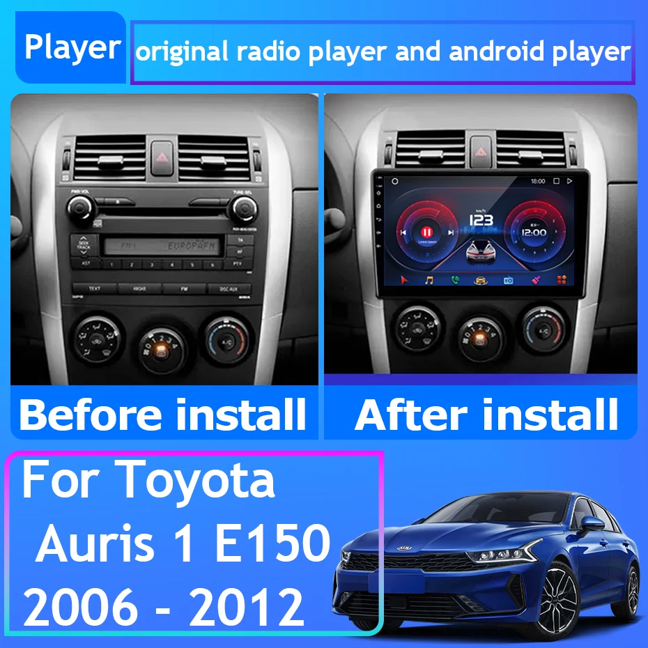 Car Radio Carplay Android 13 For Toyota Auris 1 E150 2006 - 2012 GPS Navigation Android Auto Stereo No 2din 5G WiFi BT