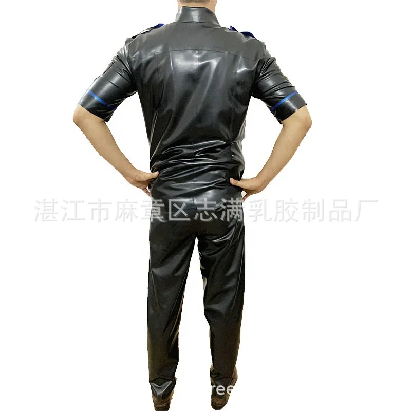 

Malaysia Imported Natural Latex Clothing Men's T-shirt Trousers Latex Suit European and American Latex Clothing Factory Wholesal