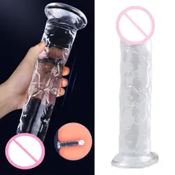 Transparent Dildo for Women Female G Spot Massage Soft Rubber Dildo for Female G-spot Stimulation for Solo or Couple Play Adult