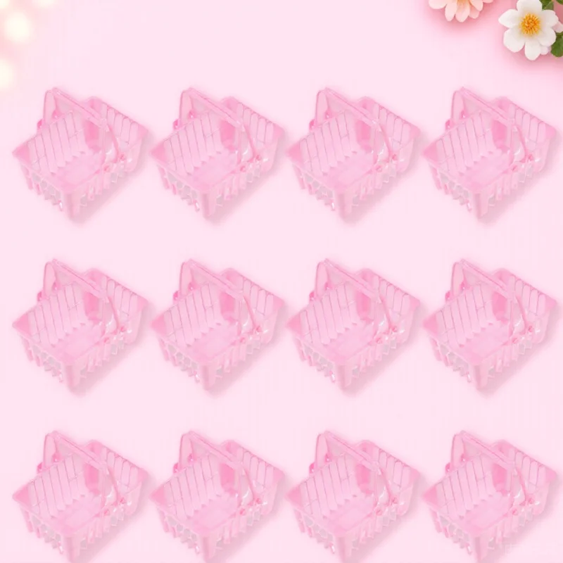 12Pcs Kids Shopping Basket Mini Small Candy Mini Tote Plastic Handheld Simulation Play House Kids Shopping Baskets