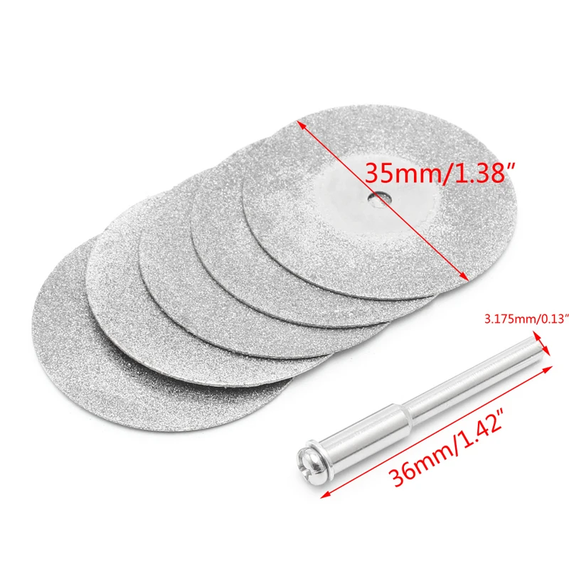 5pcs 16/18/20/25/30/35/40/50mm Diamonte Cutting Discs & Drill Bit Shank For Rotary Tool