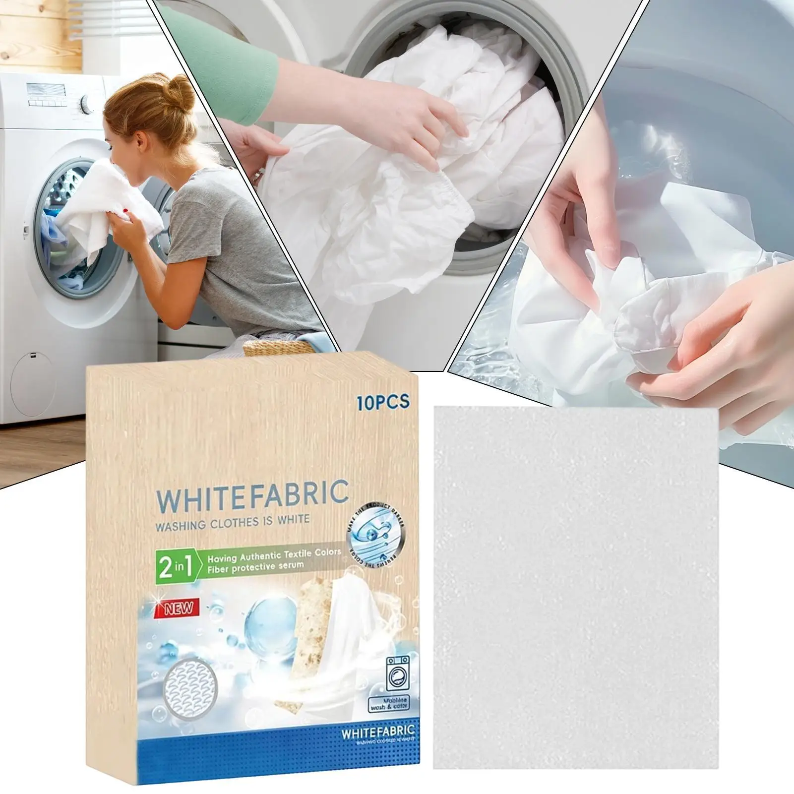 

14x11cm White Fabric Dye 10 Sheets Laundry Whitener Dye for Clothes Cotton Linen Wool Shirt Clothing Washing Machine