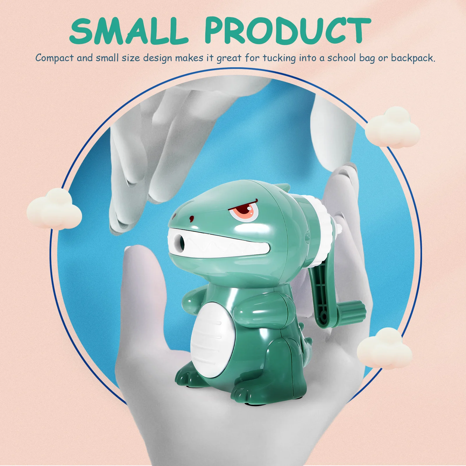 

Cute Manual Pencil Sharpener Kids School Portable Small Green Dinosaur Crank Sharpener Bulk Adjustable for Children Students