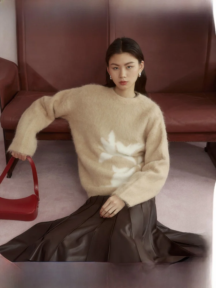 

Loose Fit round Ne Sweater Women Winter Comfortable Lazy Versatile Camere Nylon Spandex Knitwear Casual Sle Faionable